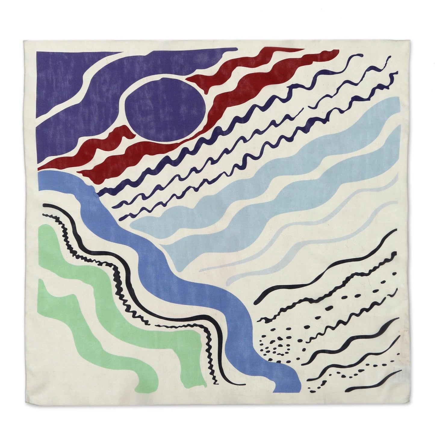 Abstract Printed Silk Bandana - Aerial View