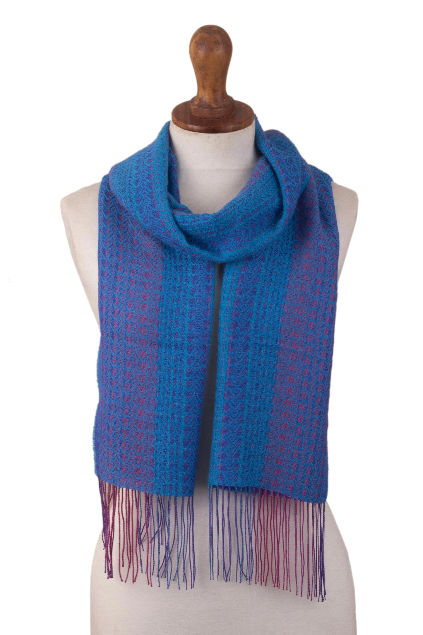 Andean Scarf in Baby Alpaca Blend from Peru - Blue Surprise