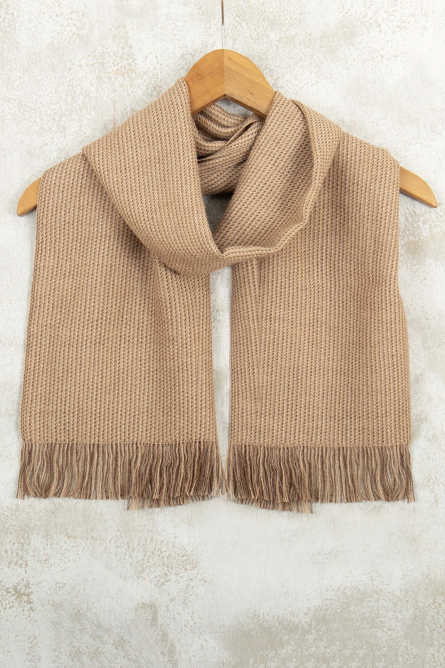 Brown Scarf Hand-Woven From 100% Baby Alpaca in Peru - Honey Charm