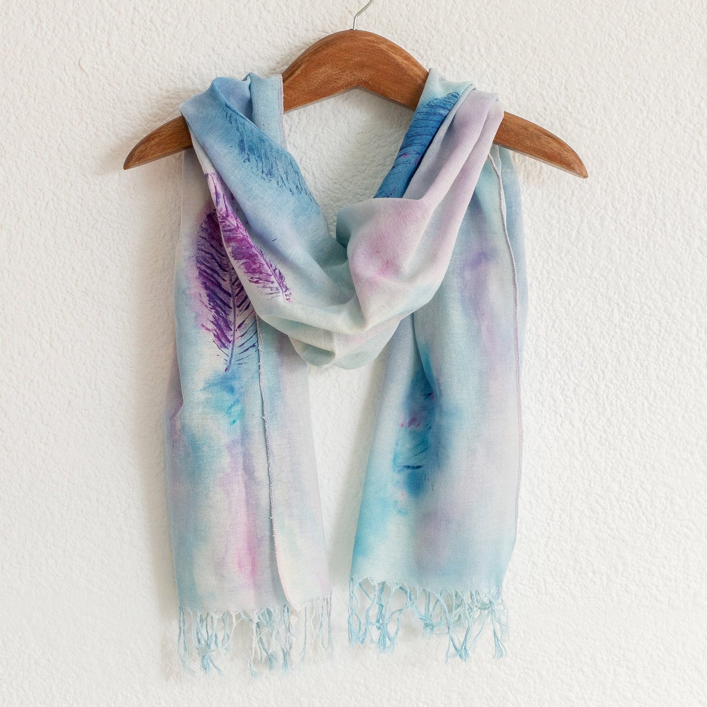 Artisan Handcrafted Cotton Scarf - Feather Fancy
