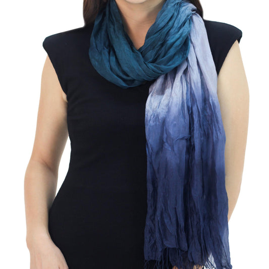 Blue Green Grey Silk Scarf - Sweet Transition