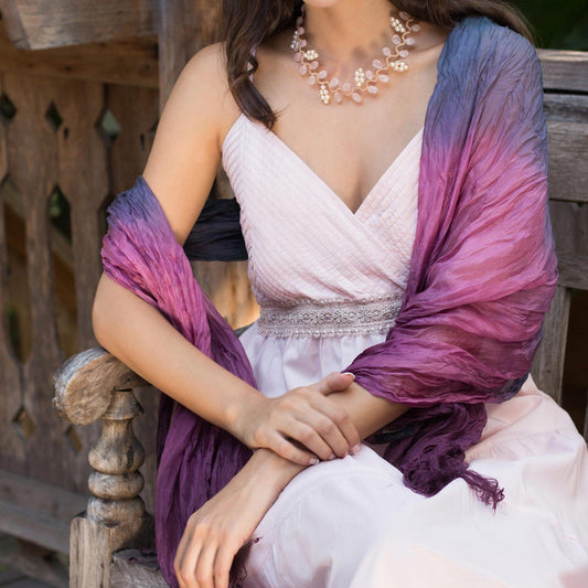 Blue Green Purple Silk Scarf - Peacock Transition