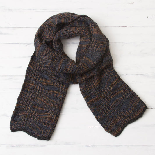 Azure and Sunrise 100% Alpaca Wrap Scarf from Peru - Warm Waves