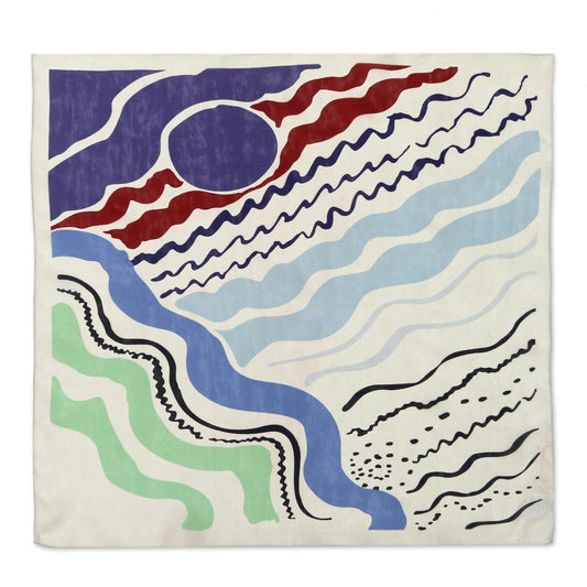 Abstract Printed Silk Bandana - Aerial View