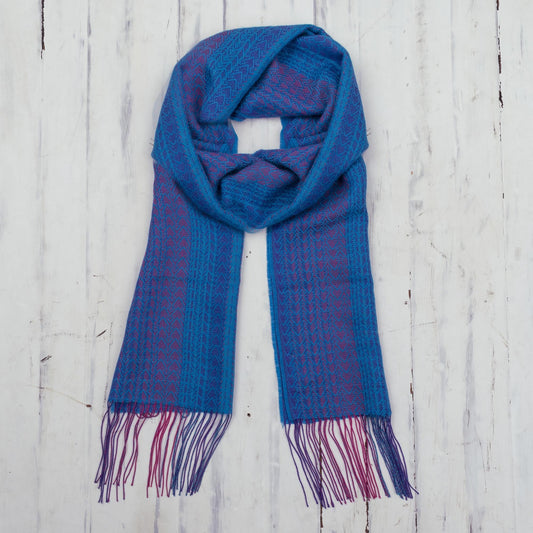 Andean Scarf in Baby Alpaca Blend from Peru - Blue Surprise