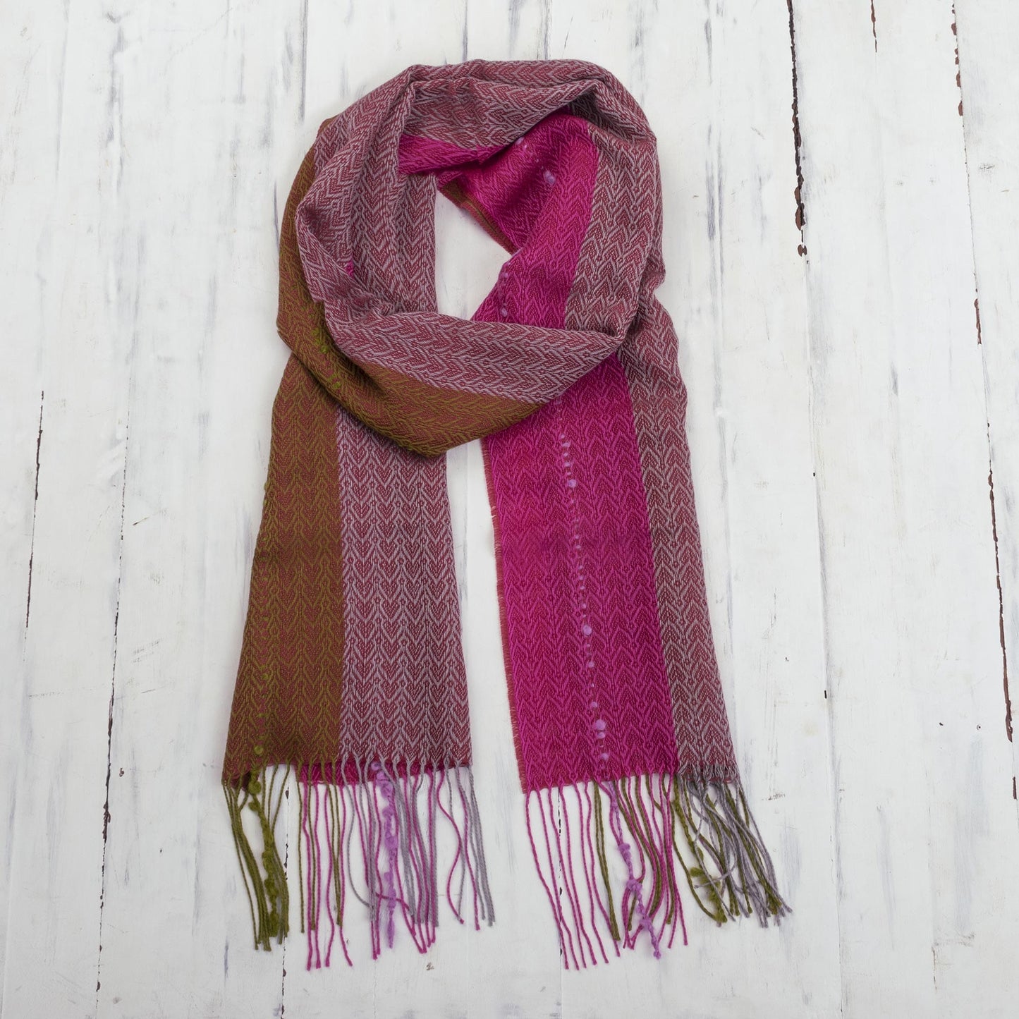 Andean Baby Alpaca Blend Scarf from Peru - Fuchsia Surprise
