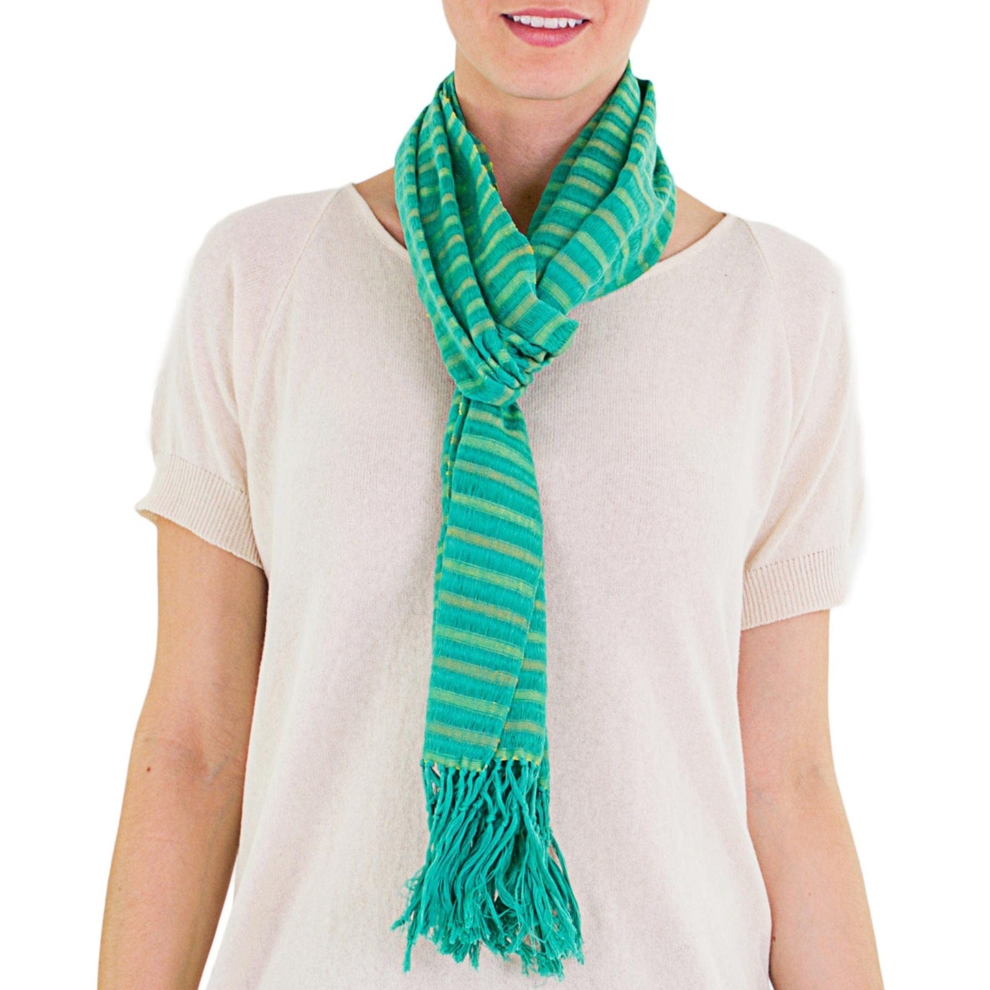 Artisan Crafted Cotton Striped Scarf - Eco Fantasy