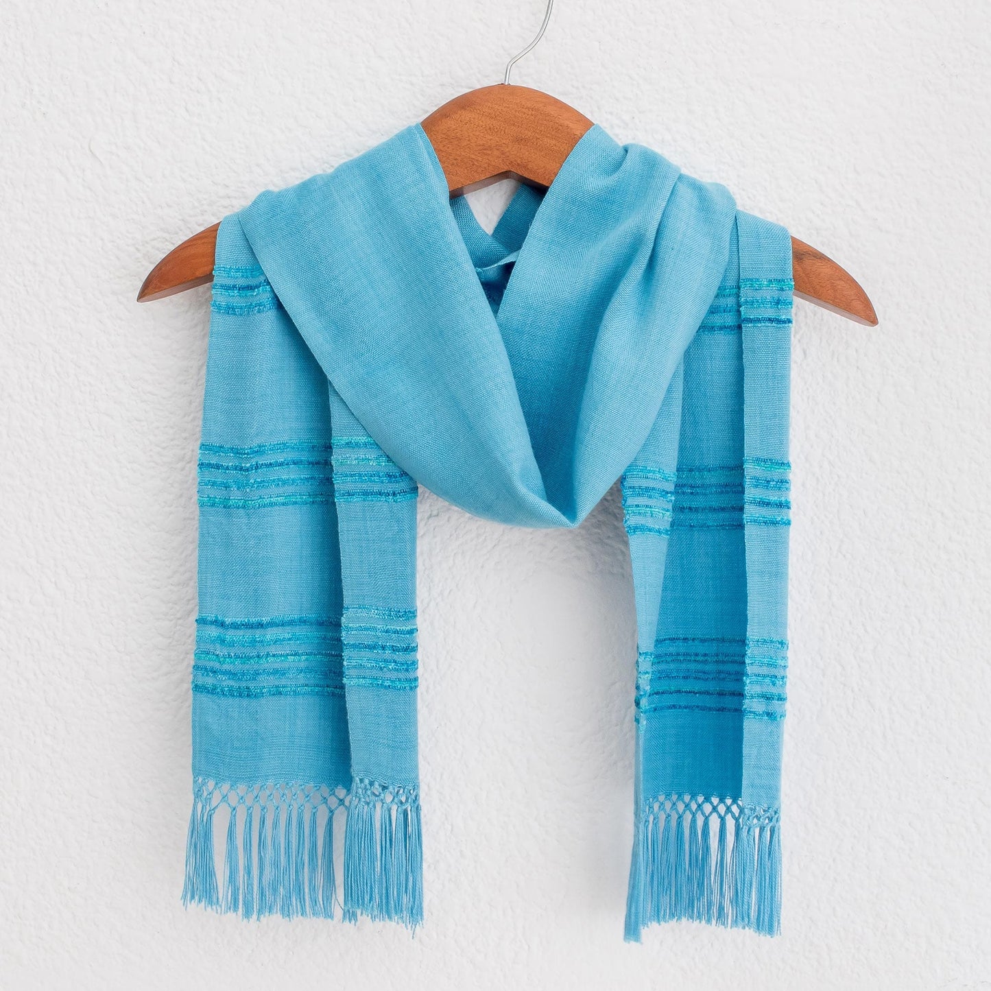 Blue and Turquoise Rayon Fiber Scarf - Mystic Maya Sky