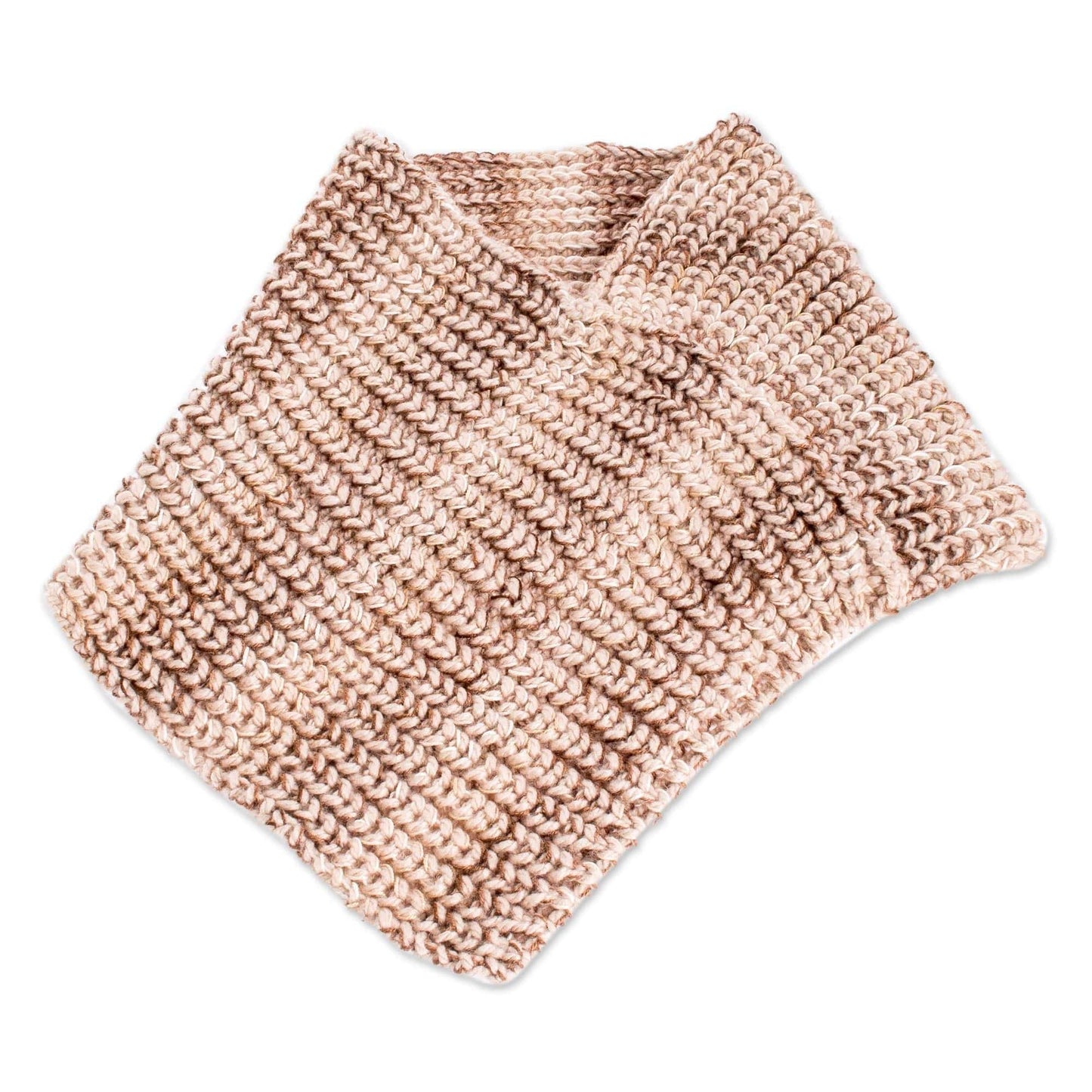 Brown and Beige Knitted Neck Warmer - Coffee Wrap